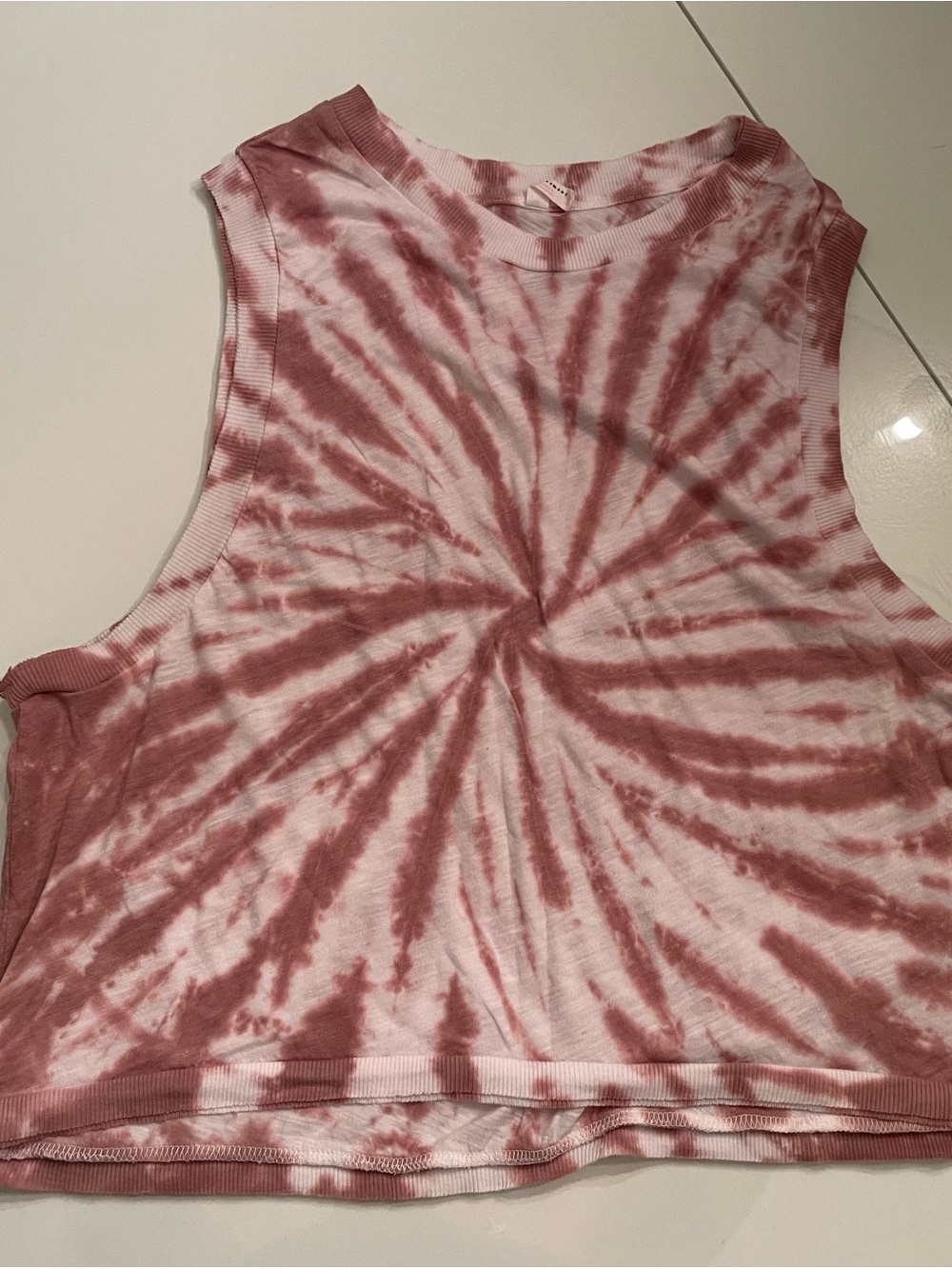 Free People Dusty Rose Spiral Tie-Dye Cropped Tank